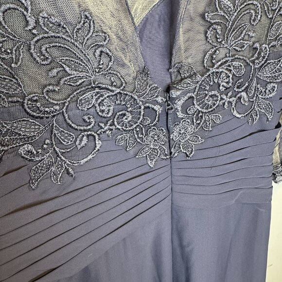 JJ’s house Mother Of The Bride Dress Size US 4 Blue Stormy Long Lace Half Sleeve - Picture 7 of 9